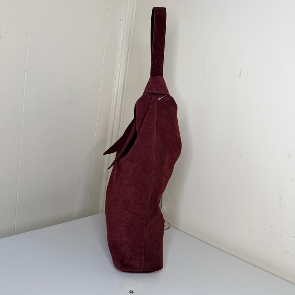 Divina Firenze Shoulder Bag Womens C/Wine Burgundy Suede Leather Handmade Italy - Picture 3 of 9